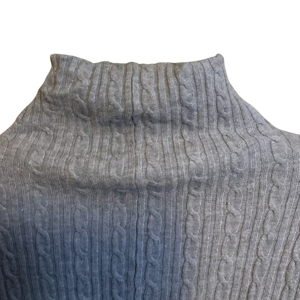 Tahari Gray‎ Cable Knit Mock Neck Sweater Women’s Long Sleeve Classic Cozy- M - Picture 5 of 10